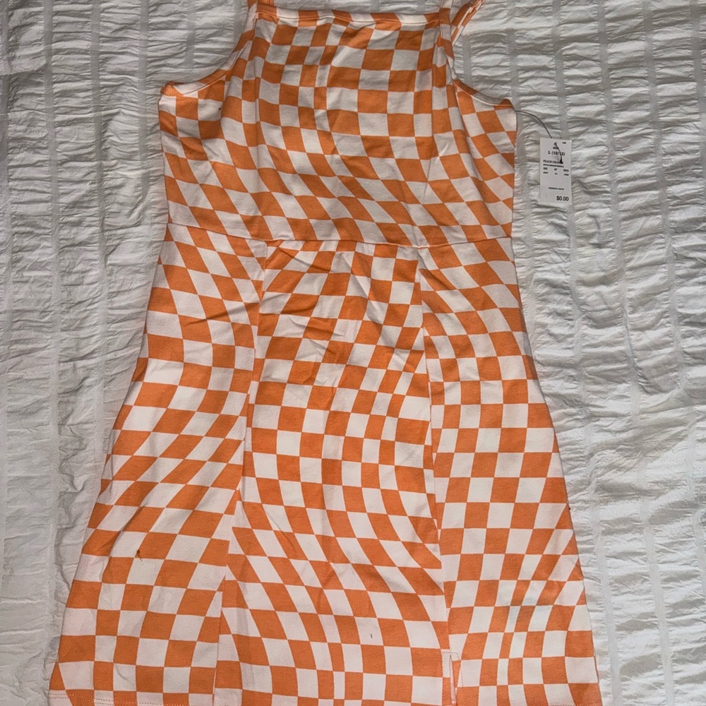 Girl’s Art Class Orange and White Checkered Dress